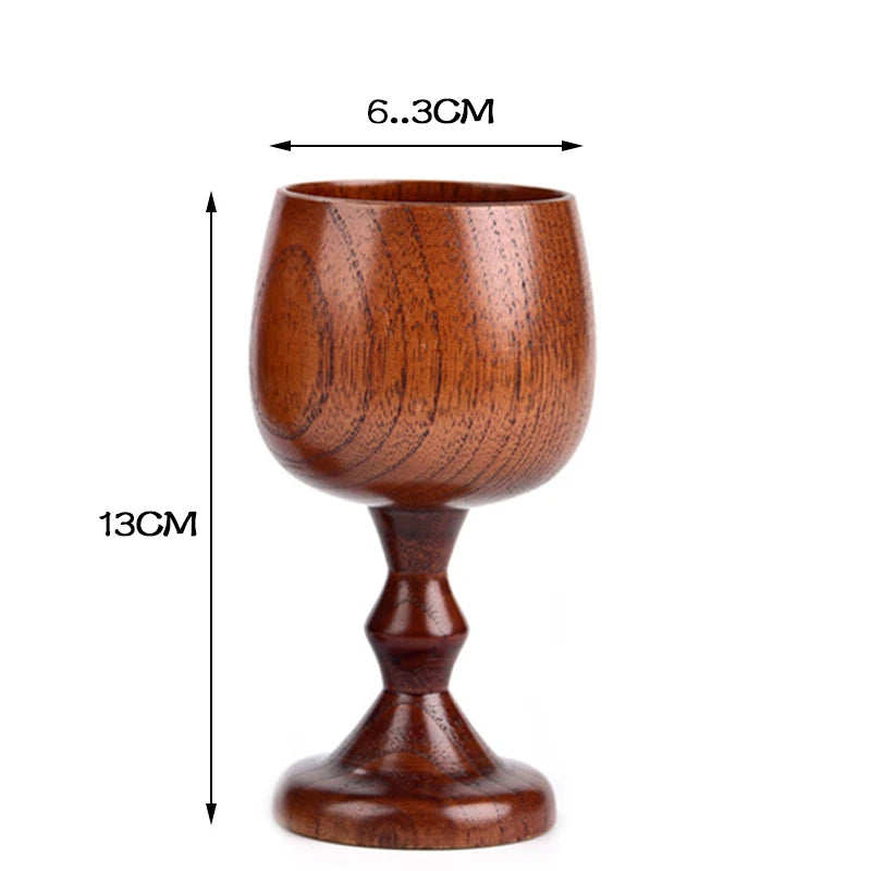 Handmade Natural Spruce wood Goblet Cup Environmental Classical Wine Glass Round Red Wine Teapcup Solid Wooden Goblets Drinkware Oasis Select