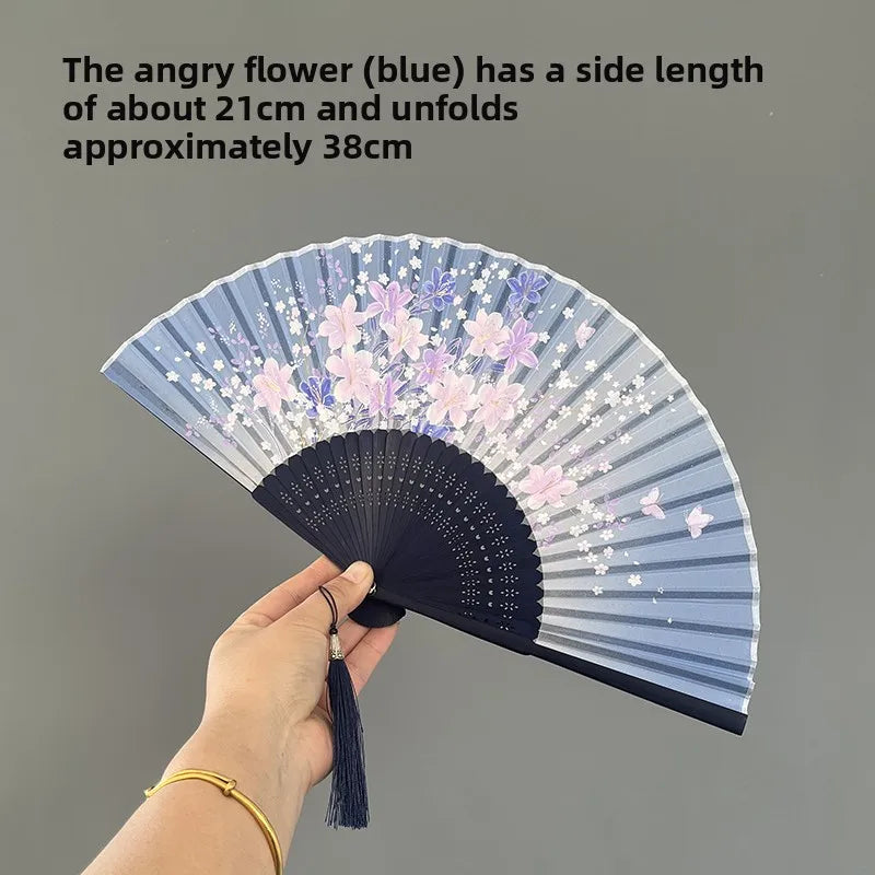 6-inch Portable Folding Fan Chinese-style Peony Flower Fan Summer Folding Craft Fan Oasis Select 15