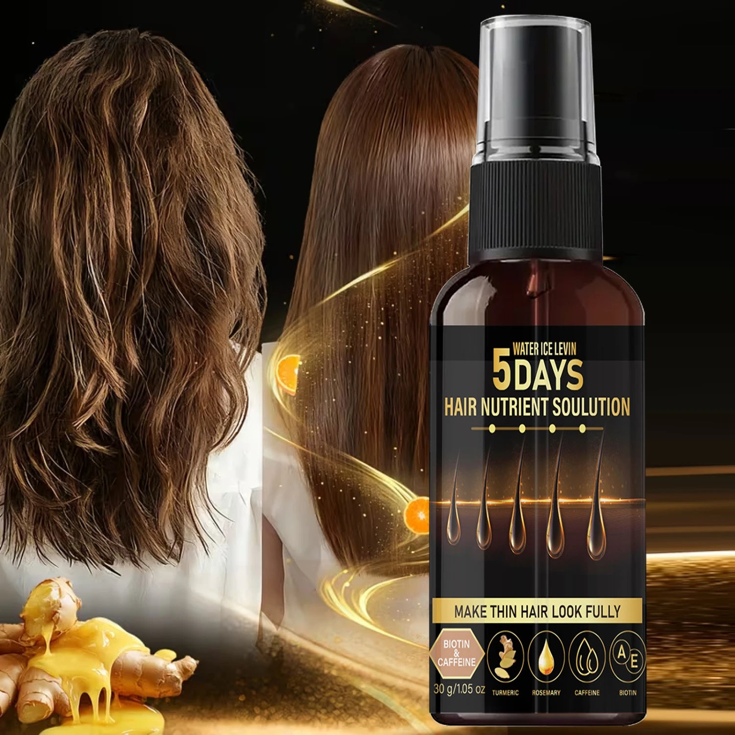 Biotin & Caffeine Hair Oil – Rosemary & Turmeric for Thicker Hair Hair Growth Oil Oasis Select