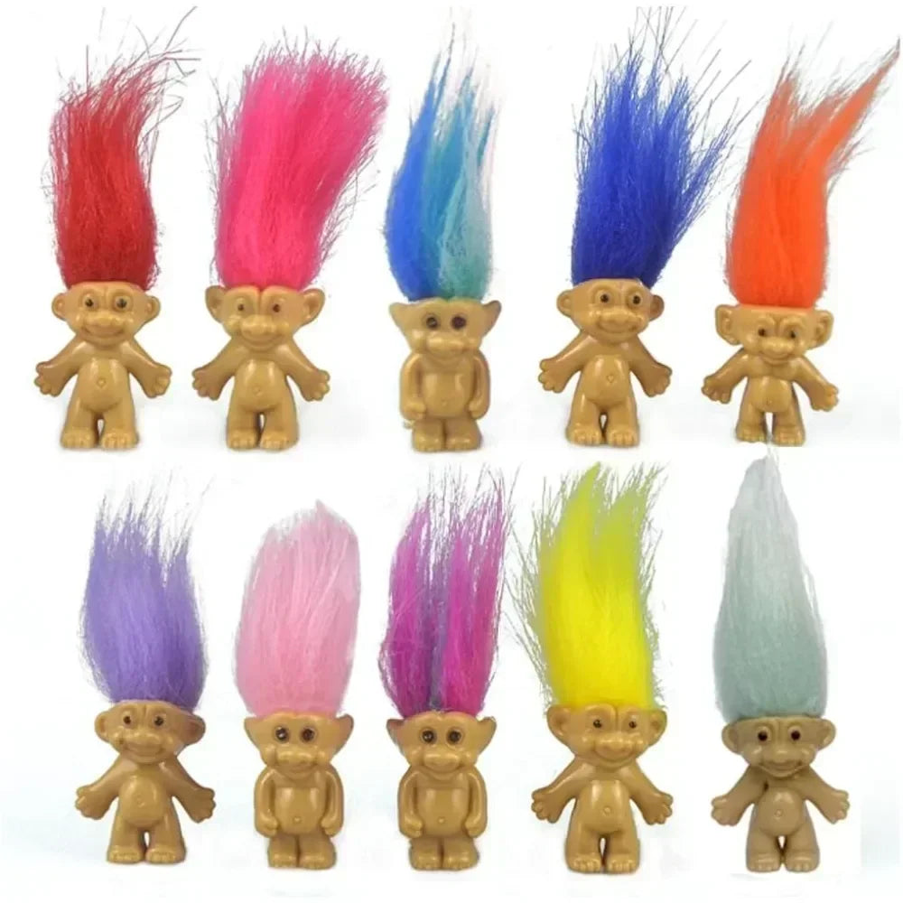 5/10Pcs Mini Troll Dolls Anime Action Figure Colorful Hair Family Members Models Collection Kid Toy for Home Decoration Gift Oasis Select Mix 10pcs