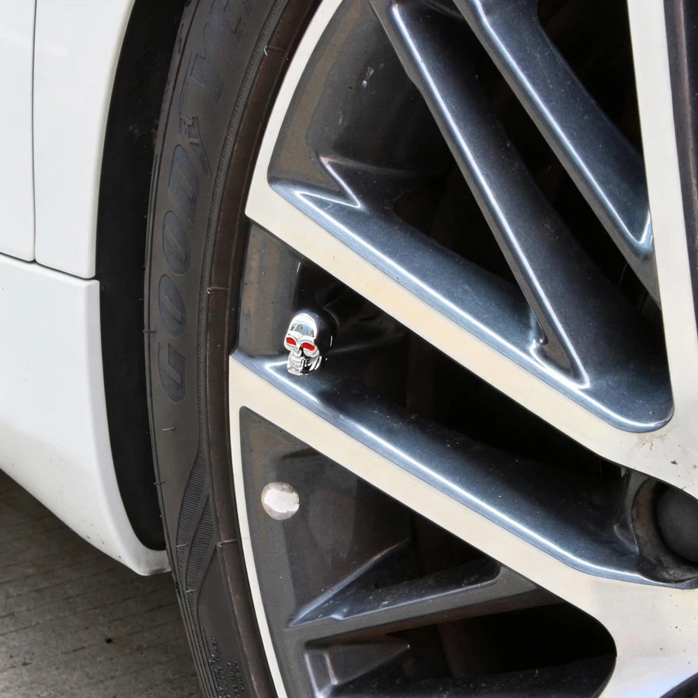 4Pcs Skull Style Tire Valve Stem Caps , Tire Wheel Valve Stem Dust Caps for Cars Trucks Trailers SUV's RV's Motorcycles Bikes Oasis Select
