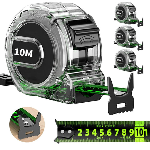 10M Self-Locking Tape Measure Black Fluorescent Tape Measure High Precision Thickened Wear-resistant Drop-proof Tape Measure Oasis Select