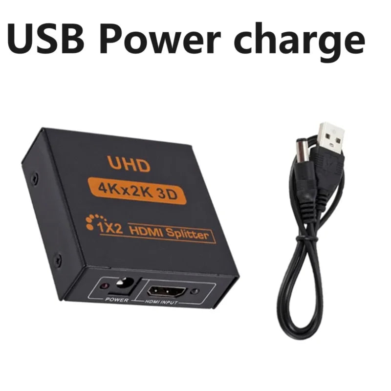 1 In 2 Out 4K HDMI-Compatible Splitter Converter Full HD 1080p Vide Switch Switcher 1X2 Dual Display For HDTV DVD PS3 Xbox Oasis Select USB