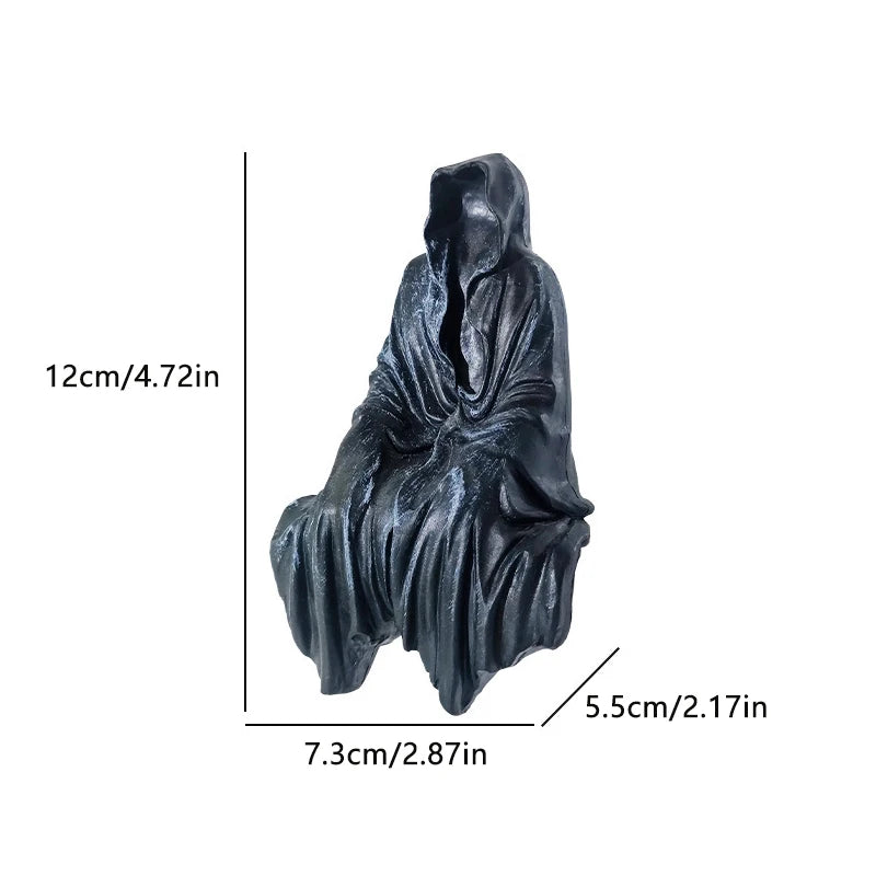 New Sale Resin Grim Reaper Sculpture Art Decorative Desk Figure Ornaments Mysterious Man Sitting For Home Desktop Decoration Oasis Select L