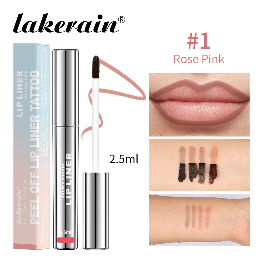 4Color Peel Off Lip Liner Tattoo Waterproof Long Lasting Matte Non-Stick Fading Lip Tint Sexy Red Contour Lips Make Up Cosmetics Oasis Select 01 Rose Pink