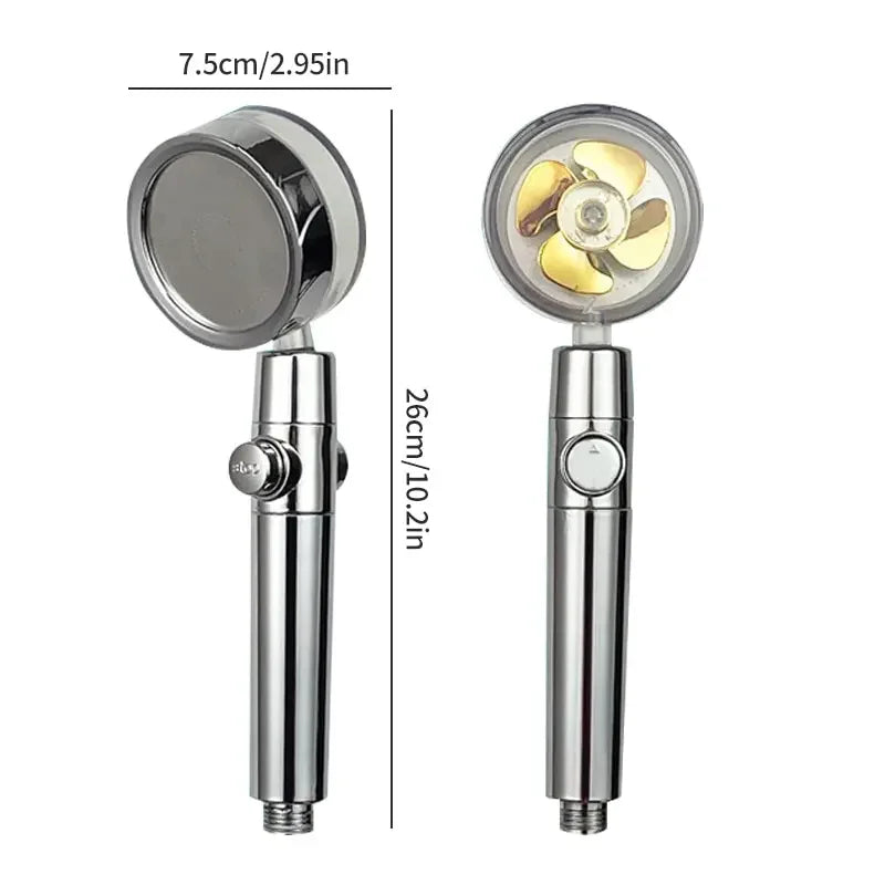 Pressurized Shower Head Water Saving 360 Rotating Twin Turbo Pressurized Propeller Fan Shower Head Bathroom Accessories Oasis Select