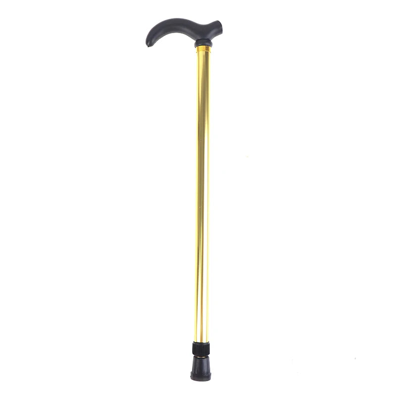 1PC 75-90cm Aluminum Alloy Adjustable Walking Stick 2 Section Stable Anti-Skid Crutch Old Man Hiking Cane Height Oasis Select Gold