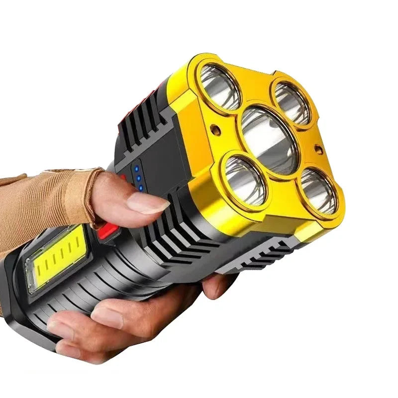 Flashlight High Lumens Rechargeable,Powerful Tactical Flashlights,COB Light,IPX6 Waterproof Flash Light for Camping,Emergencies Oasis Select HY912 Golden