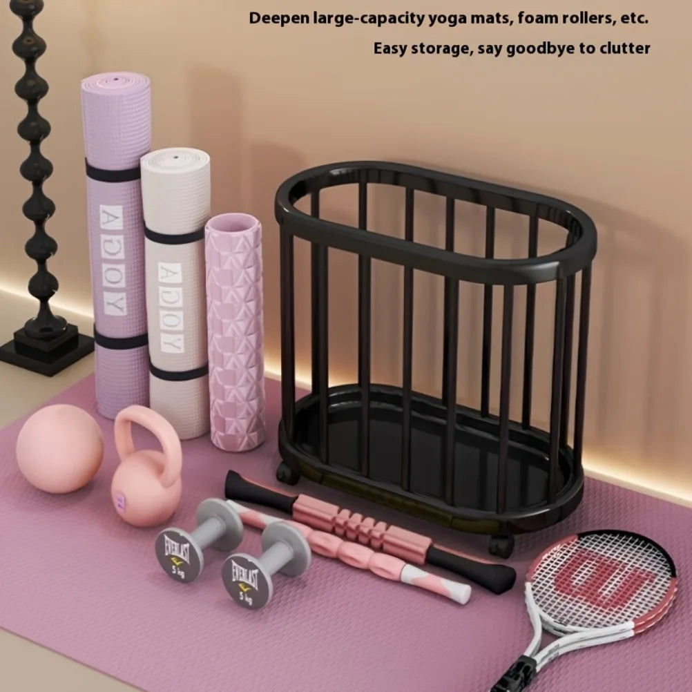 Multi Functional with Wheels Storage Shelf Yoga Mat Exercise Equipment Organizer PP Material Storage Rack Kitchen Organizers Oasis Select