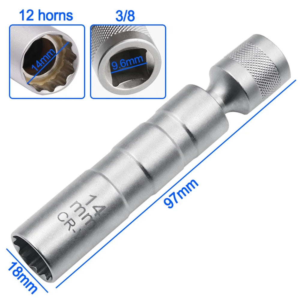 1pc 14/16mm Spark Plug Socket Wrench Adapter Set Universal Joint with Magnetic Flexible Socket Thin Drive Car Repair Tool Oasis Select 14mm