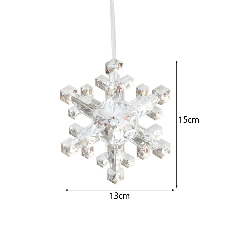 Translucent Snowflake Pendant Plastic Snowflake Shape Charm Christmas Tree Ornament Christmas New Year Atmosphere Decoration Oasis Select