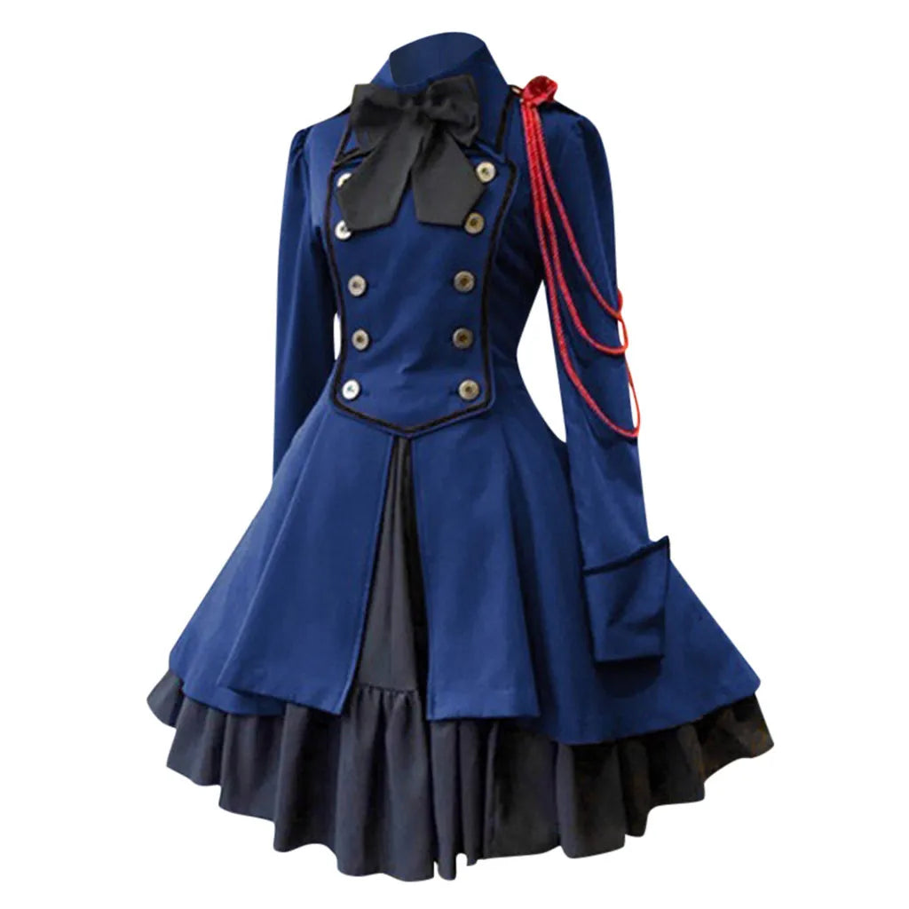Medieval Gothic Lolita Dress – Vintage Ruffle Lace-Up Cosplay Gown Gothic Cosplay Dress Oasis Select