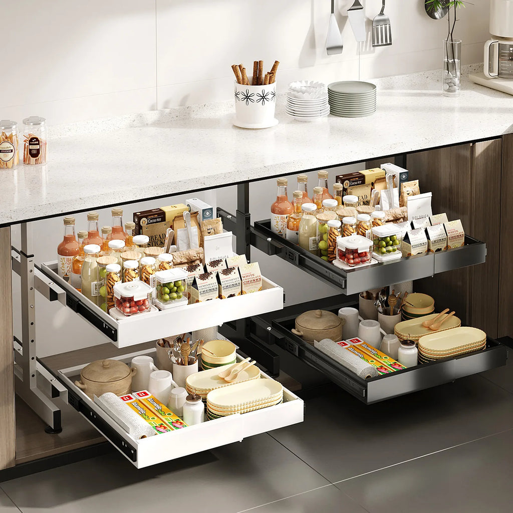 Dish seasoning storage rack under kitchen cabinet Non-punching and pulling bowl rack Retractable storage basket rack Oasis Select