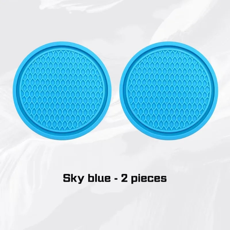 2/4pcs Car Coaster Water Cup Mat Accessories For Dodge Ram Charger Journey Durango Jeep Grand Cherokee Anti-Slip Drink Pad Oasis Select 2pcs sky blue