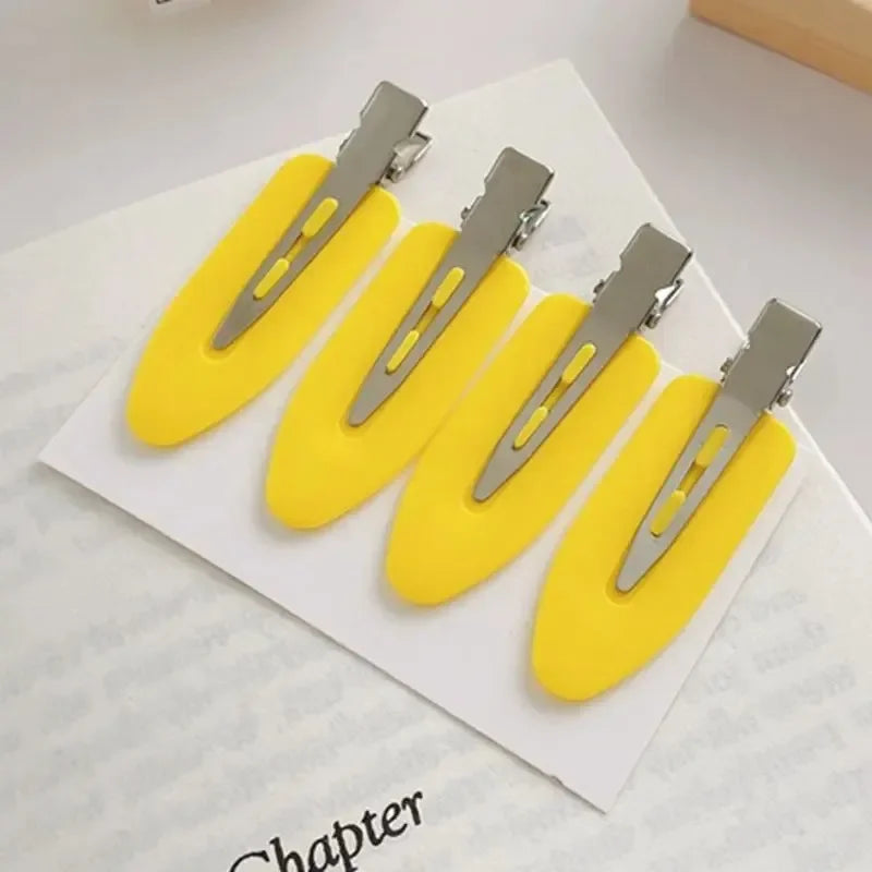 4pcs No Bend Seamless Hair Clips Side Bangs Fix Fringe Barrette Makeup Washing Face Accessories Women Girls Styling Hair Pins Oasis Select yellow 4pcs