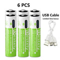 AAA Rechargeable Lithium Battery 2025 New 6800mAh Large Capacity, USB-C Charge, for Cameras, Electric Toothbrushes, Shavers Oasis Select 6 PCS Batteries 1.5V