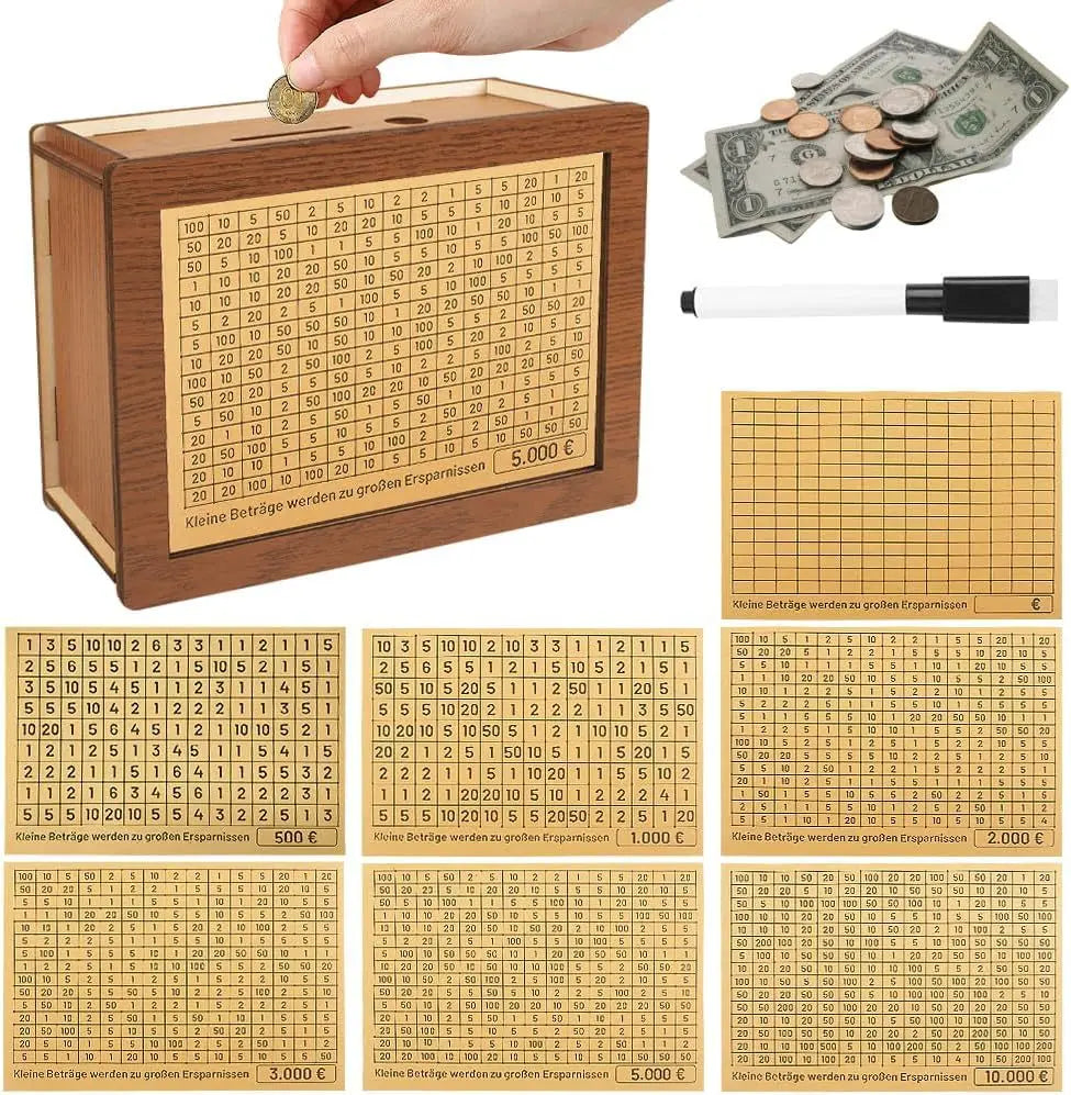 Money Box with Counter Money Box Children's Gifts Wooden Crafts Oasis Select Pound sterling 17x12.5x6.5cm