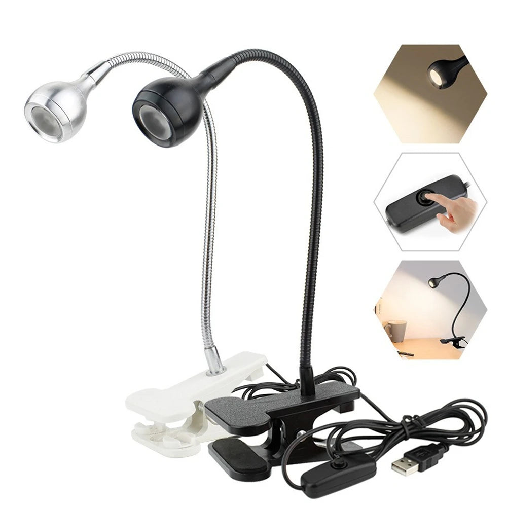 USB Power Lamp Reading Book Light With Holder Clip Flexible Table Lamp Study Reading Lamps Bedside Table Bedroom Decor Nightlamp Oasis Select
