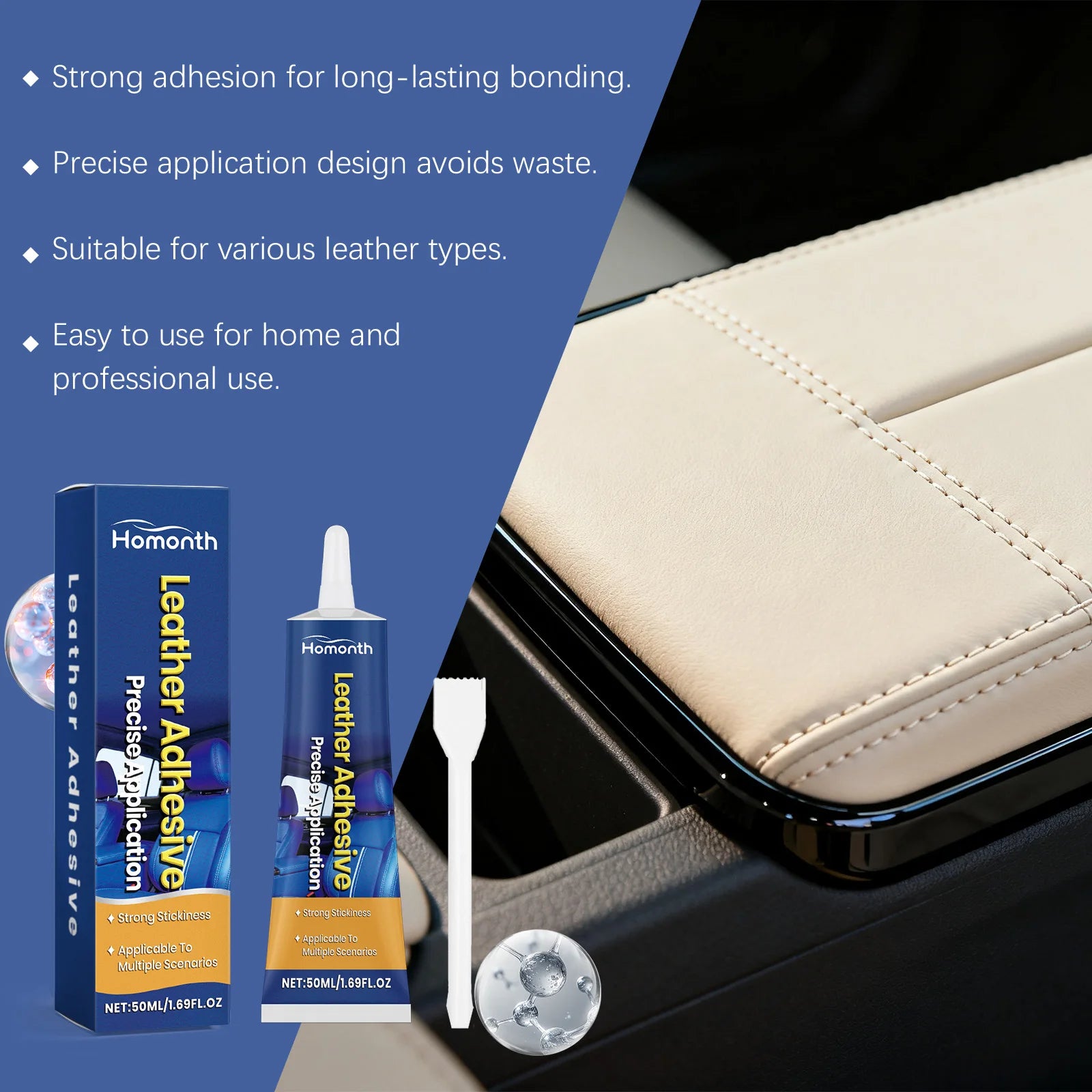 Leather Adhesive for Leather Shoes Bags Strong Adhesion Waterproof Quick Dry Avoid Drilling Nailing Car Leather Care Oasis Select
