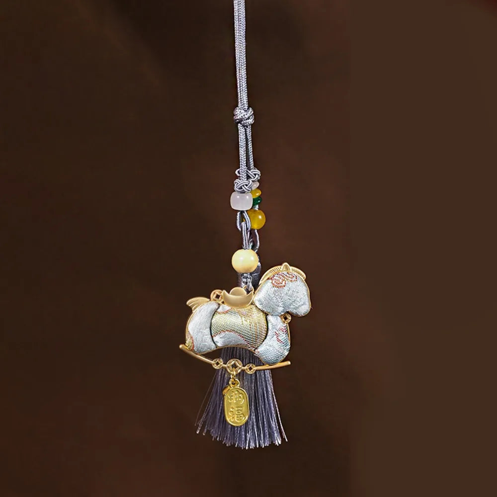Chinese Style Pony Embroidered Pendant Satin Brocade New Year Horse Pendant Spring Festival Tassel Horse Hanging Decoration Oasis Select Style 6 4XL