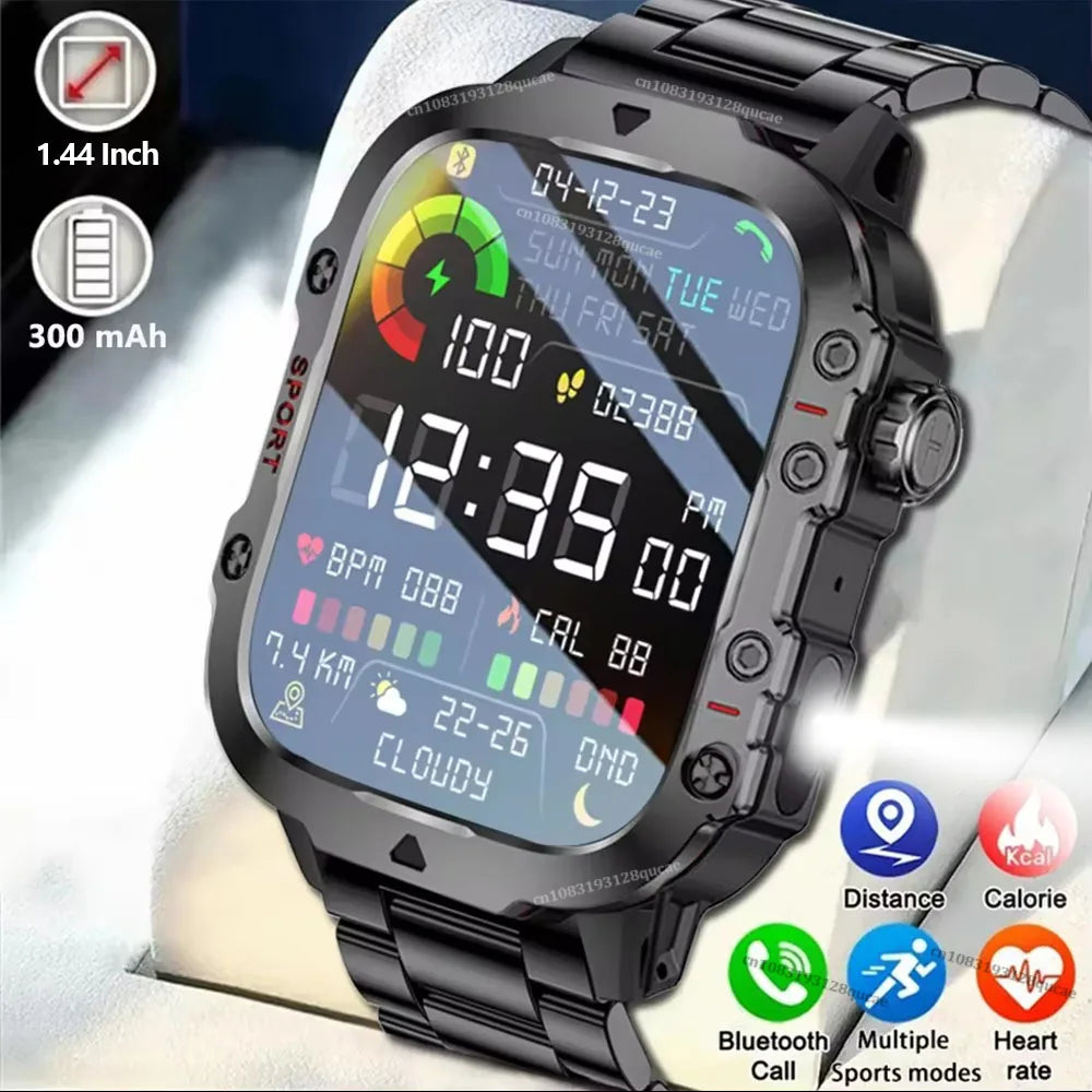Outdoor Smart Watch – LED Flashlight & Bluetooth Calling 1.44"