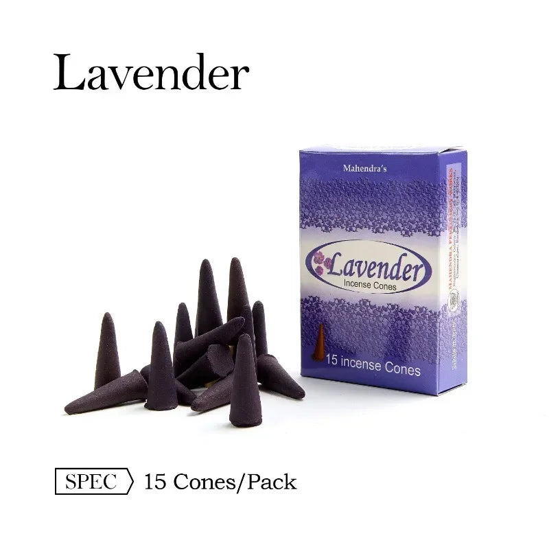 6 Boxes Tower Incense Cones Mahendra Rose Lavender Aromatherapy for Smoke Odor Remover Anxiety Relief Meditation Fragrance Oasis Select lavender 6 boxes