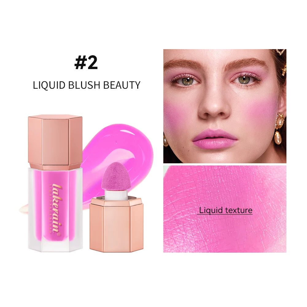 New Facial Liquid Cheek Blush with Sponge Nourishing Blush Cream Waterproof Multi-purpose Eyes lips Makeup Blush Stick Cosmetics Oasis Select color 2