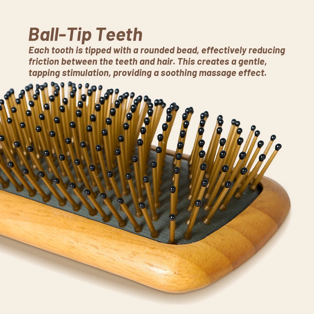 Wooden Airbag Comb Natural Wood Handle Cushion Brush Anti-Static Anti-Tangle Hair Brush Ideal For Daily Hair Styling Oasis Select
