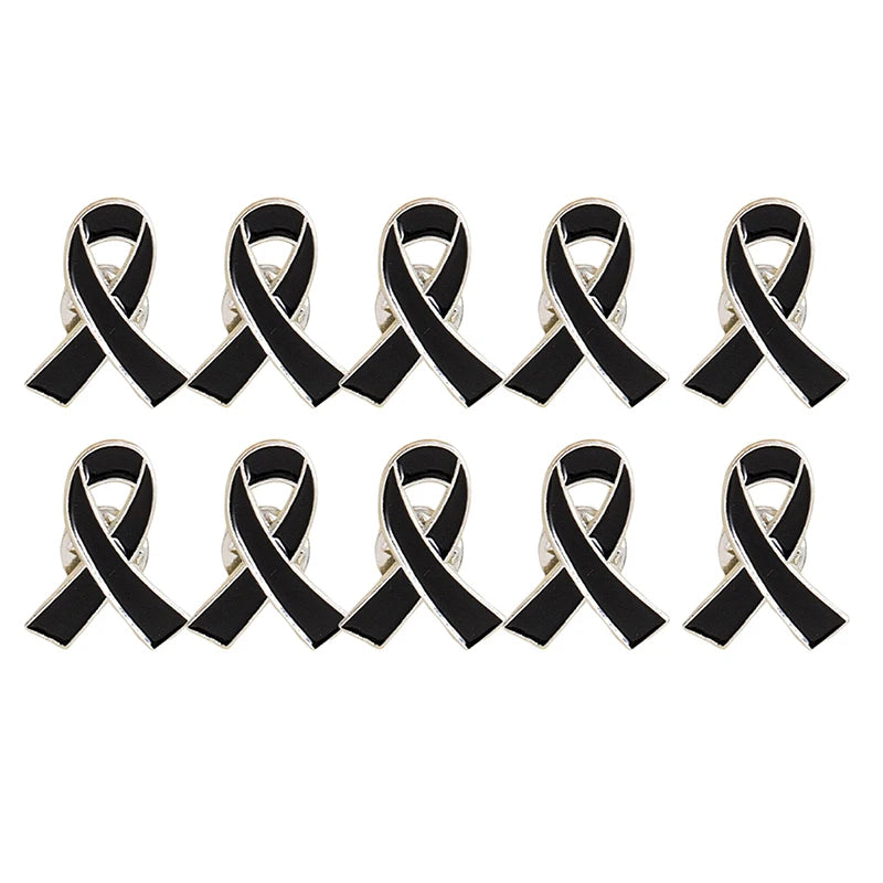 5/10Pcs Women Jewelry Enamel Black White Ribbon Brooches Pins Surviving Breast Cancer Awareness Hope Lapel Buttons Badges Oasis Select 10Pcs Black