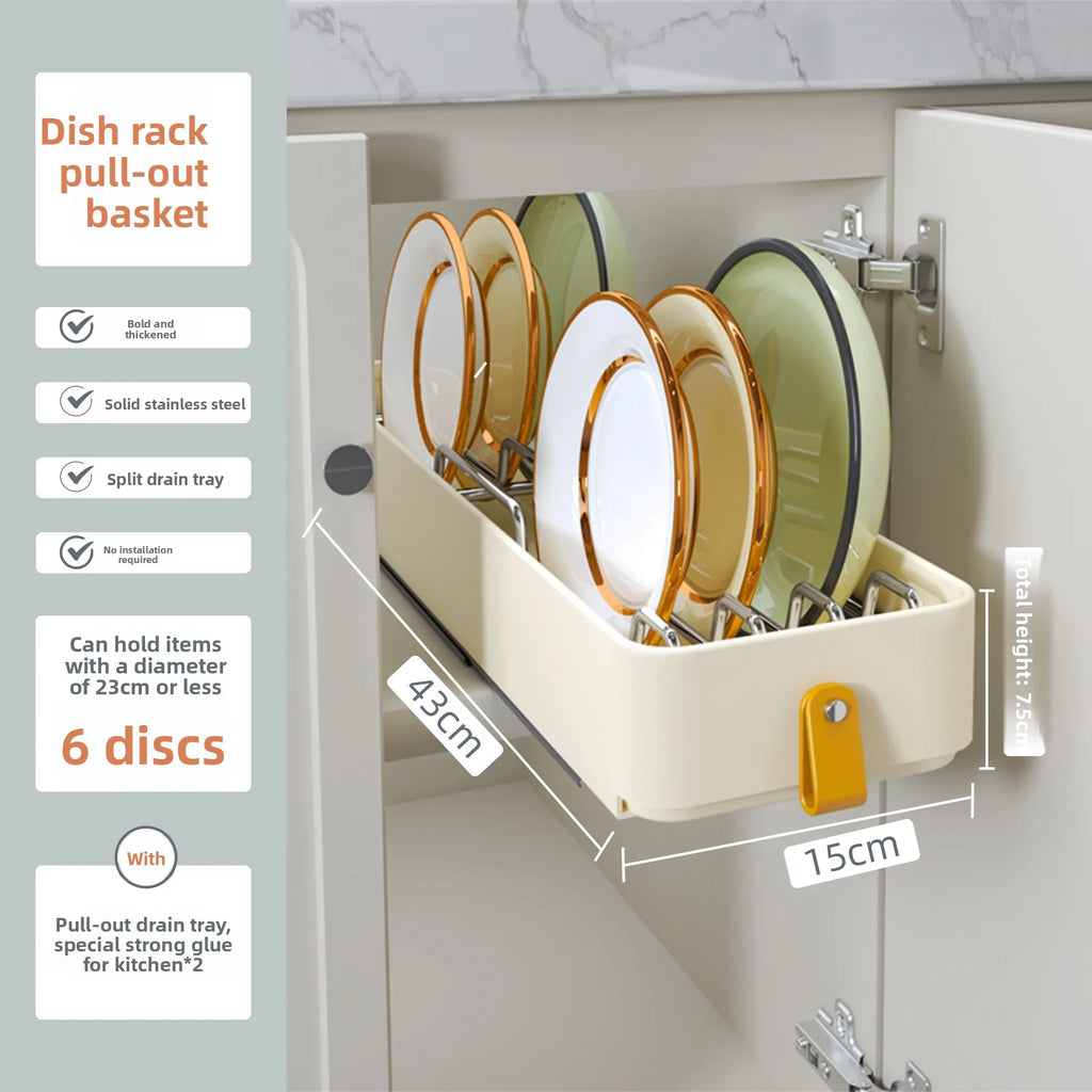 Multi-functional Stainless steel pull-out dish rack, drawer basket in kitchen cabinet Oasis Select Dishrack15-43