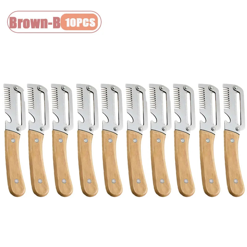 Multi Function Stainless Steel Vegetable Cutter Grater Slicer Peeler for Green Onion Ginger Julienne Opener Kitchen Tool Oasis Select Brown-B-10PCS