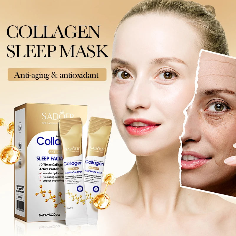 20pcs/box SADOER Sleeping Facial Masks Face Moisturizing Hydrating Anti-aging Whitening Anti Wrinkles Face Mask Facial Skin Care Oasis Select Collagen
