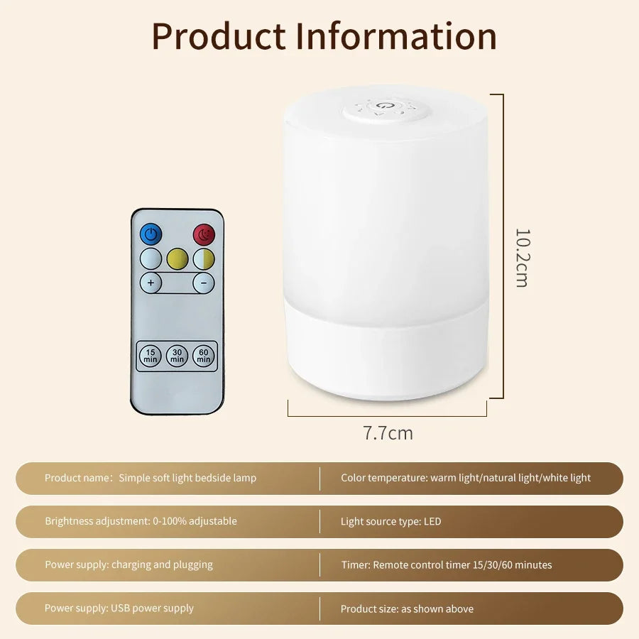 Dimmable LED Touch Night Light – Rechargeable Bedside Lamp LED Night Light Oasis Select With Remote Control