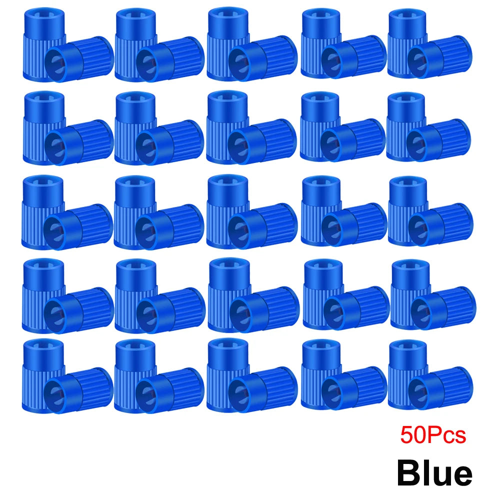 Tire Stem Valve Caps with Valve Core Remover Tool Plastic Dust Caps Universal for Cars, Bike and Bicycle, Trucks, Motorcycles Oasis Select Blue-50Pcs