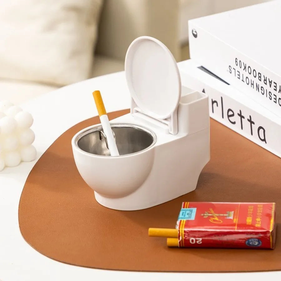 Creative Ashtray Toilet Shaped with Lid Bathroom Wall Mounted Detachable Ashtray Anti Drop Thick Desktop Ashtray Storage Box ﻿ Oasis Select