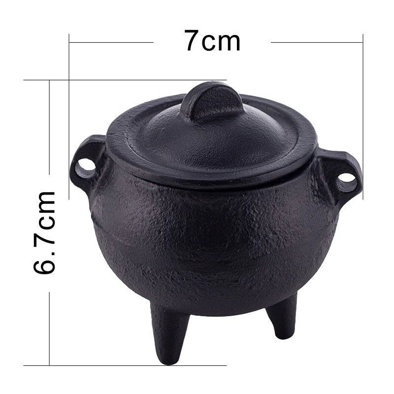 Cast Iron Incense Burner with Lid, Yoga Meditation Purification Incense Burner, Halloween Desktop Decor Ornament, Incense Holder Oasis Select black