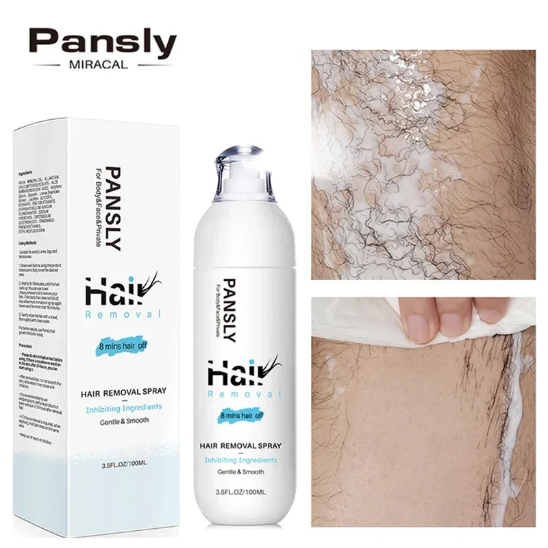 PANSLY 2-in-1 Painless Hair Removal Spray – Pubic & Bikini Hair Removal Spray Oasis Select