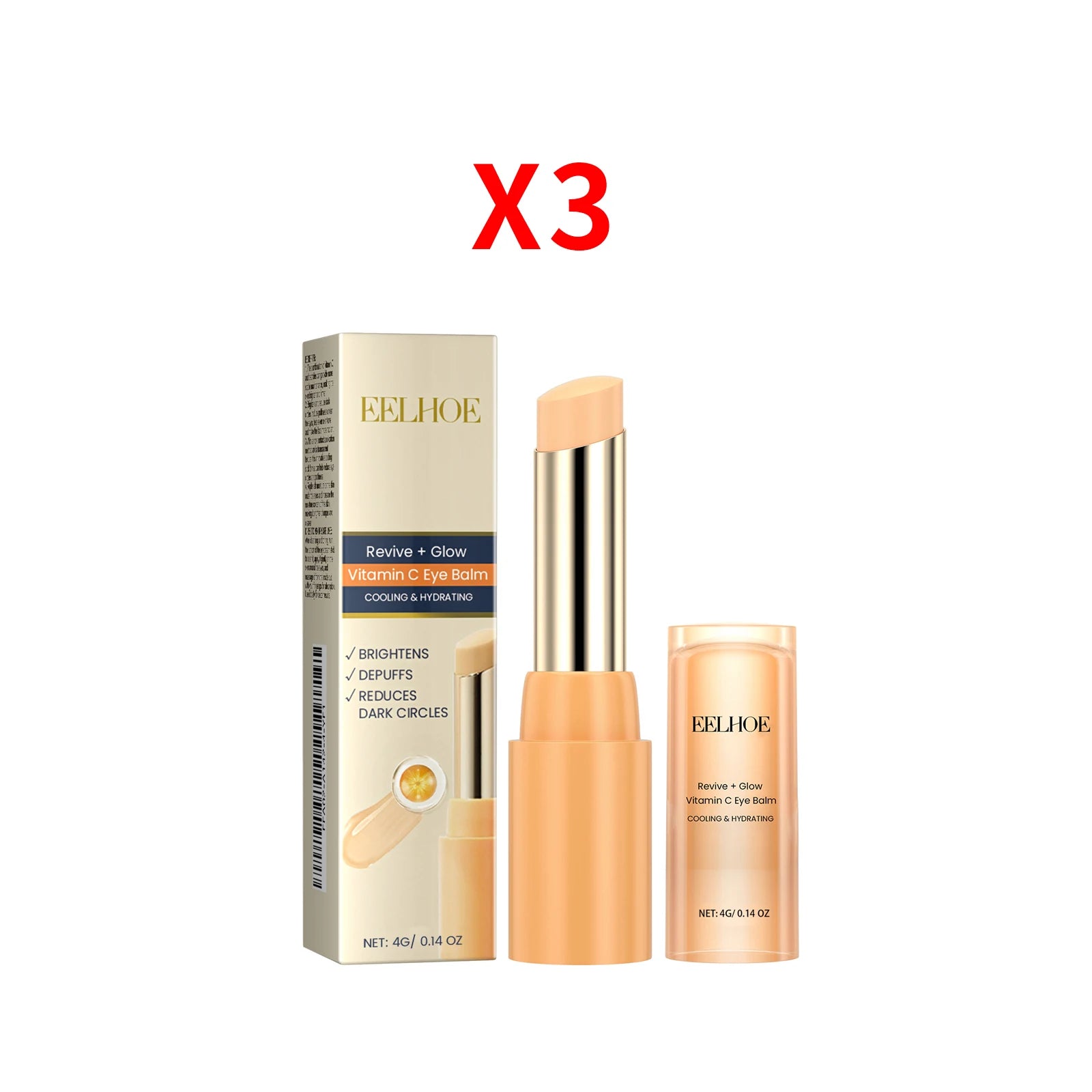 Vitamin C Eye Balm Remove Eye Bags Anti-Puffiness Dark Circles Brightening Eye Cream Deep Moisturizing Nourishing Eye Skincare Oasis Select 3pcs