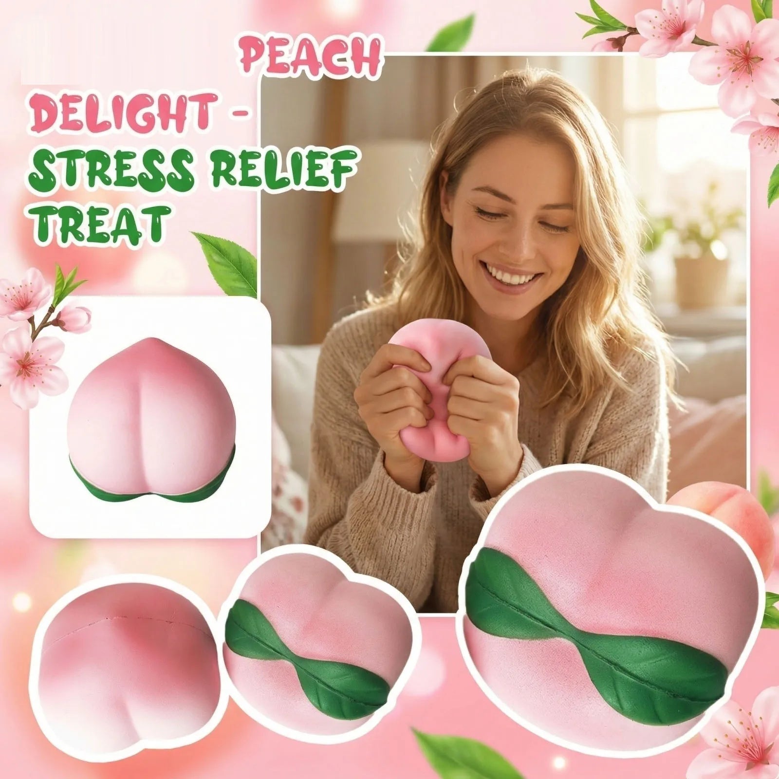 Peach Stress Relief Squishy Toy – Slow Rebound Fidget Gift Stress Relief Toy Oasis Select