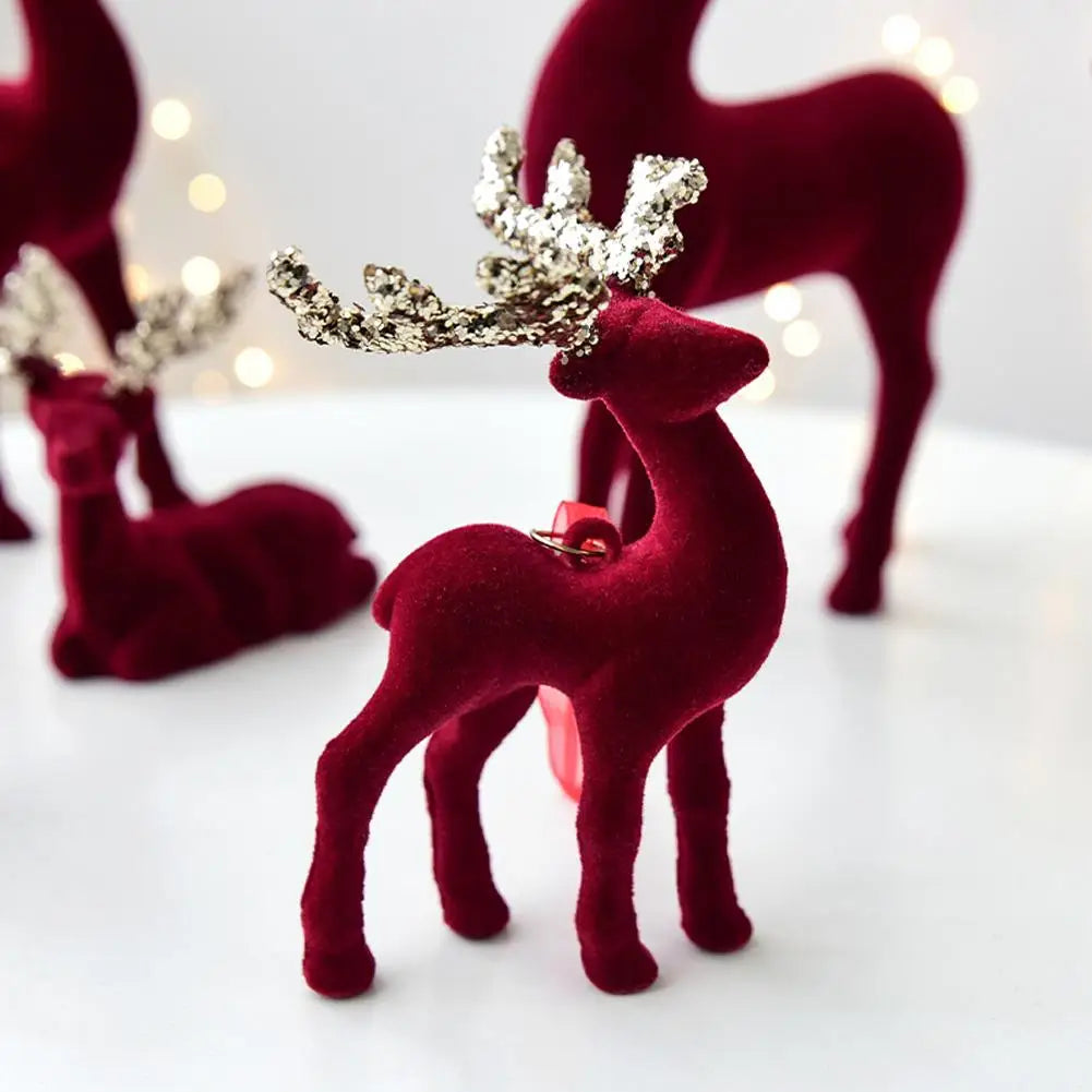 Flocked Mini Reindeer Christmas Ornament – Tabletop Elk Decor Christmas Ornament Oasis Select