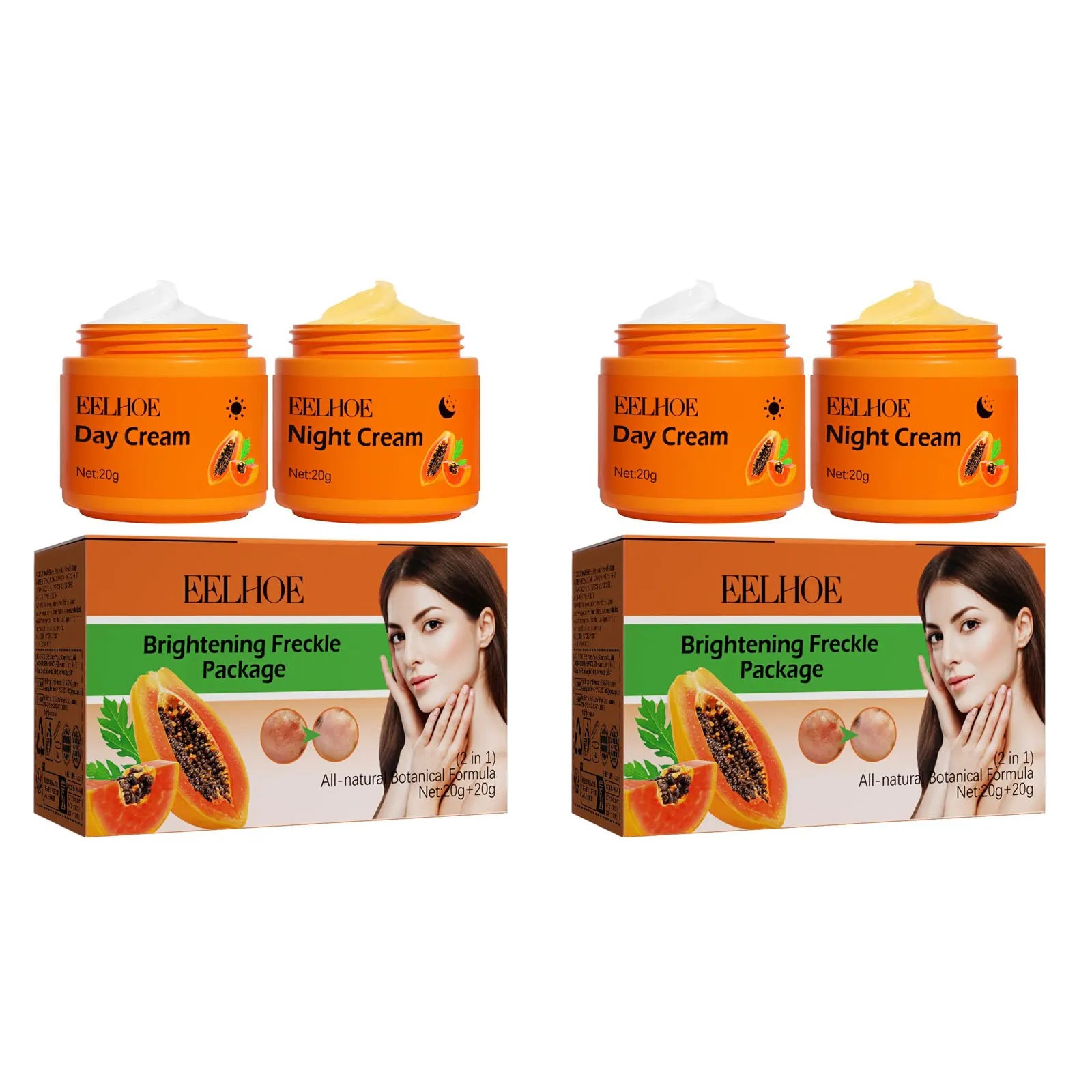 Papaya Day Night Cream for Dark Spots Remover Melanin Anti Pigmentation Cream Brightening Moisturizing Reduce Dullness Face Care Oasis Select 2 X 2pcs boxed