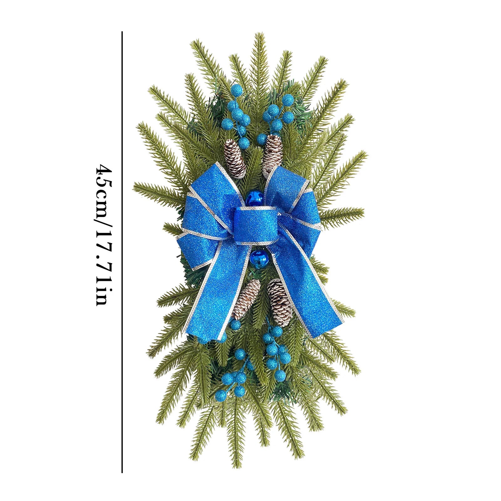 Christmas Wreath Bow Upside-down Tree Wreath Staircase Corridor Christmas Decoration Props Oasis Select U2-46 blue