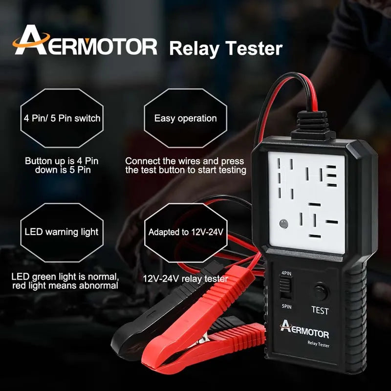 Aermotor 12V-24V Car Relay Tester & Auto Diagnostic Tool Automotive Relay Tester Oasis Select