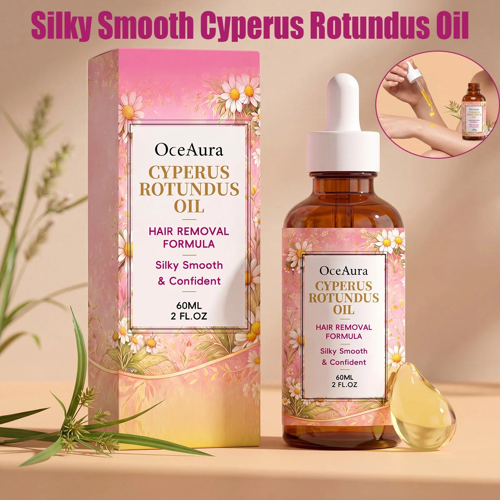 Silky Smooth Cyperus Rotundus Oil Post Hair Removal Care Oil Moisturizing Smoothing Soothe Delicate Skin Inhibitor Hair Body Oil Oasis Select