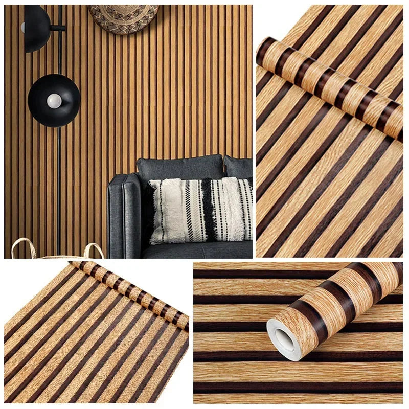45cm Wide Self-Adhesive Waterproof Wood Grain Wallpaper PVC Cabinet Table Chair Seamless Furniture Decoration Wall Sticker. Oasis Select
