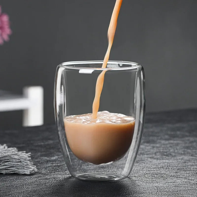 2-Pack Double-Wall Glass Coffee Mugs - Insulated Borosilicate Cups, Sweat-Proof & Dishwasher Safe, Perfect for Lattes, Smoothies Oasis Select