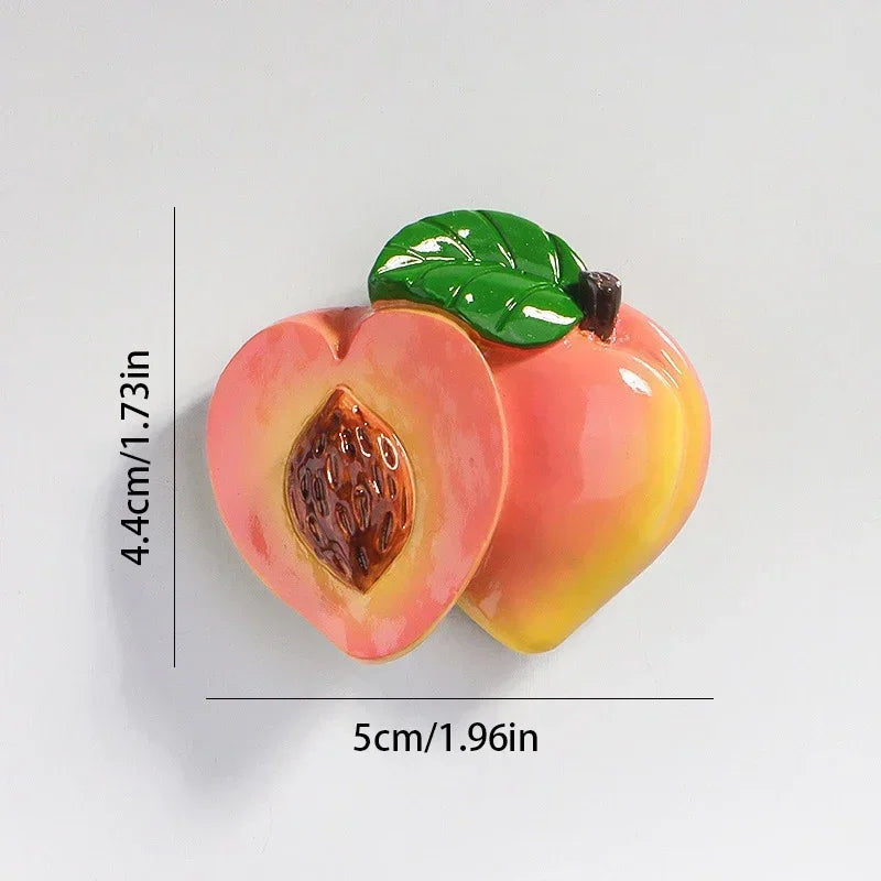 Creative Fridge Magnet Decor 3D Cute Cartoon Fruit Message Board Refrigerator Magnet Sticker for Kids Toy Gift Home Decoration Oasis Select peach