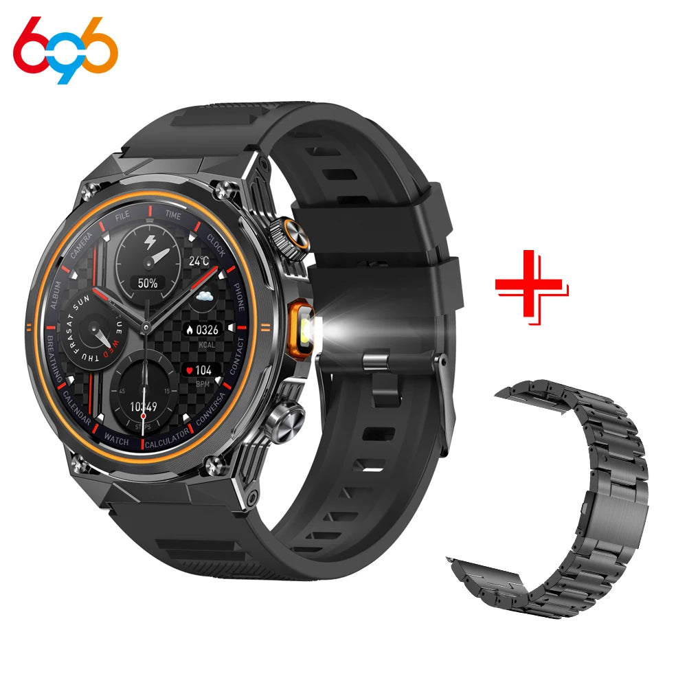 2025 Calendar Men Wireless Call Smart Watch LED Flashlights Waterproof Heart Rate Health Sleep Sports Fitness Smartwatch 400Mah Oasis Select BKBKS A BK3M