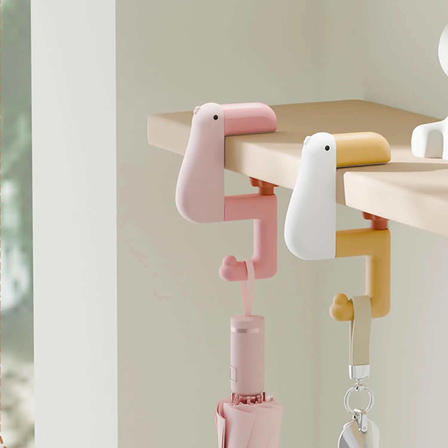 1/2 PCS Cartoon Animal Desk Hook Clamp-On Adjustable Bag Hanger for Purse Backpack Keys No-Drill Organizer for Office Dorm Oasis Select