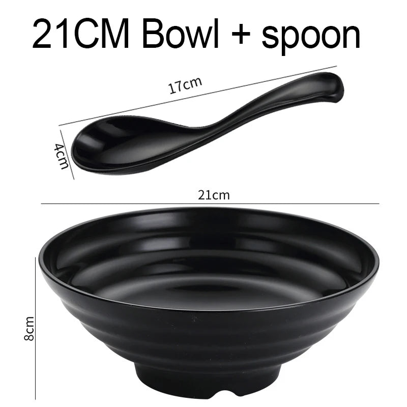 Thickened Plastic Ramen Bowl – Anti-Slip & Large Capacity Plastic Ramen Bowl Oasis Select 21cm Spoon